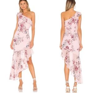Michael Costello x Revolve midi floral pink evening dress